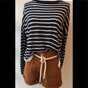 Zara navy/white striped knit top